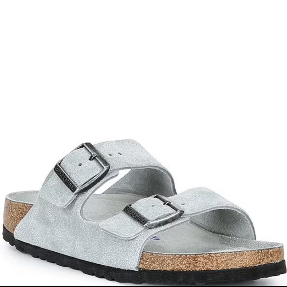 Birkenstock Arizona Soft Footbed Velvet Suede Slide Sandals SAGE, SIZE 8 US